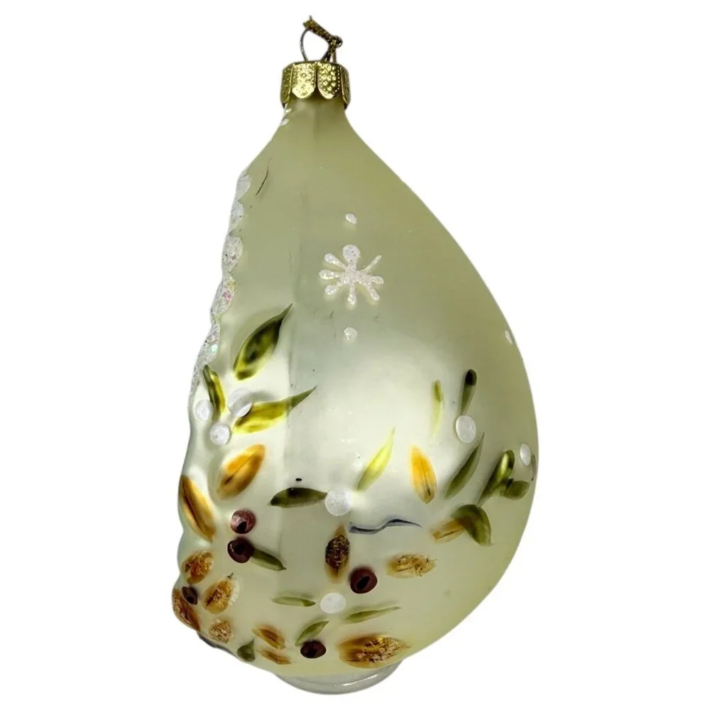 Handblown Christmas Tree Ornament St Nick Santa Claus Ornament Glitter‎ Accents